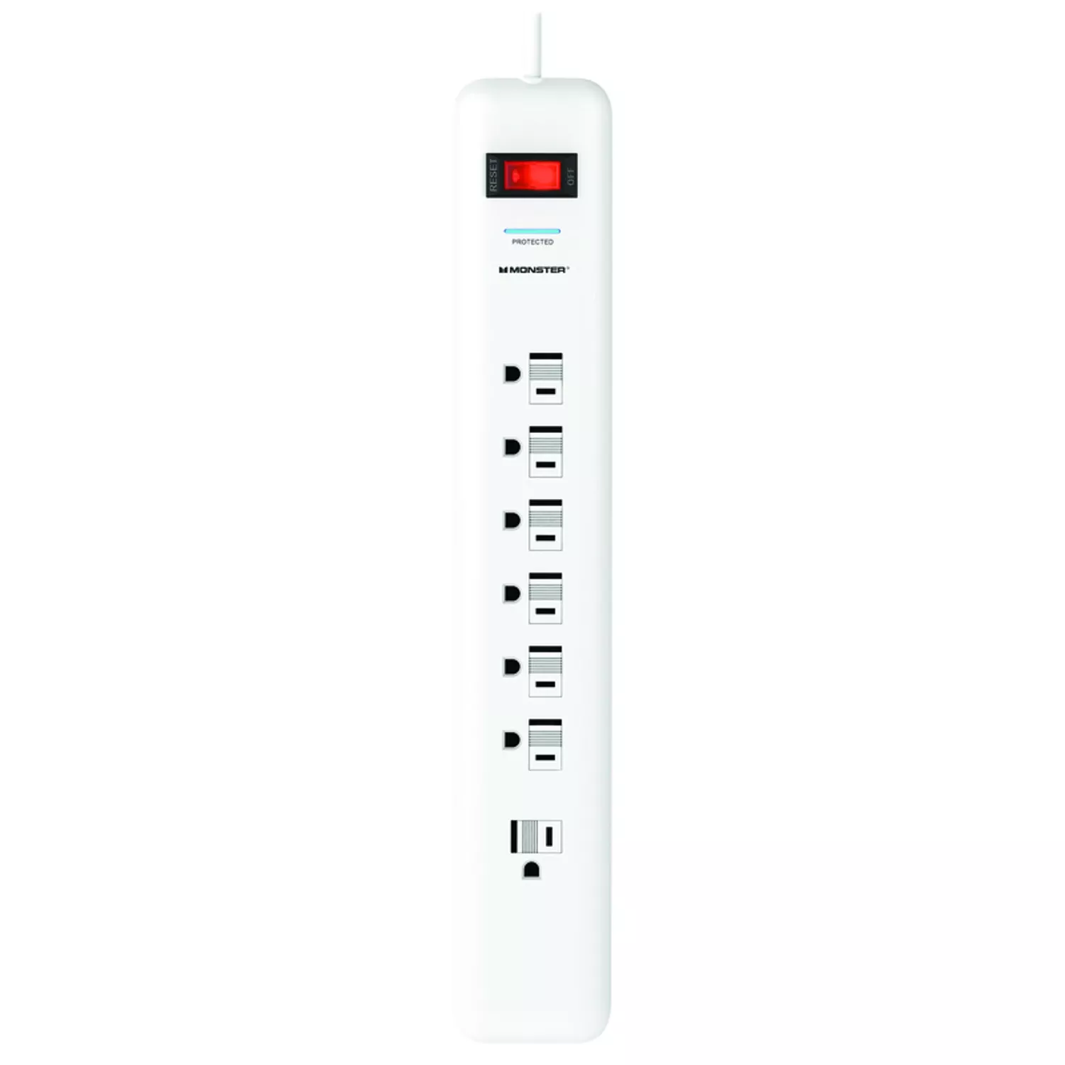 Just Power It Up 6 Ft. 7 Outlets Surge Protector Power Strip White 1080 Joules