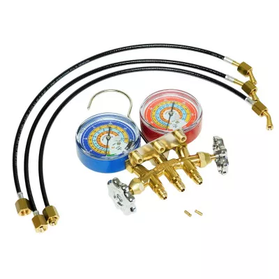 Mastercool 33518-TP Brass Charging Manifold with 18" Hoses R600a R290 R134a HVAC Refrigeration
