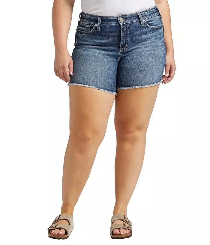 . Plus Size Suki Mid-rise Cutoff Denim Shorts Size 20w Indigo